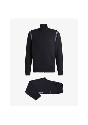 Mens Boss High-Neck Logo-Print Stretch-Cotton Sweatshirt