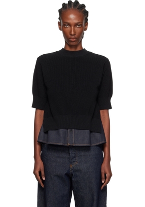 sacai Black & Navy Denim x Knit Sweater