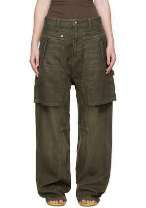 Andersson Bell Green Raptor Layered Wide-Leg Jeans