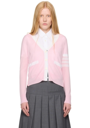 Thom Browne Pink Wool 4-Bar Relaxed-Fit Cardigan