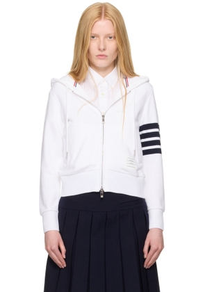 Thom Browne White Classic Zip Up Hoodie