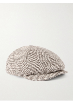 Brunello Cucinelli - Herringbone Knitted Flat Cap - Men - Neutrals - S