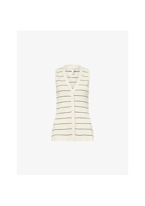 Womens Pretty Lavish Hattie Stripe-Print Ribbed-Knit Waistcoat