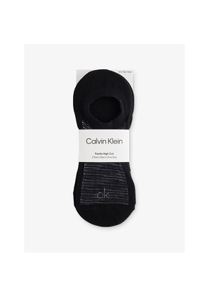 Mens Calvin Klein Footie High-Cut Pack Pack Of Two Stretch-Woven Socks