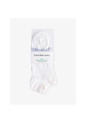 Mens Calvin Klein Sneaker Brand-Print Pack Of Two Stretch-Cotton Blend Socks