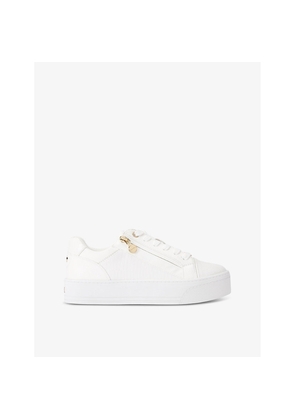 Womens Carvela Statement Zip Faux-Leather Low-Top Trainers