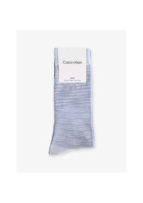 Mens Calvin Klein Brand-Print Pack Of Two Stretch-Cotton Blend Socks