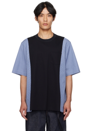 sacai Navy Poplin & Cotton Jersey T-shirt
