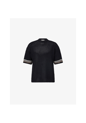 Mens The Couture Club Crochet Striped Knitted Top