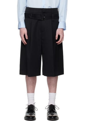 Simone Rocha Black Wide Leg Multi Belt Loop Shorts