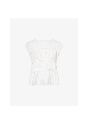 Womens Dissh Flynn Gathered Linen-Cotton Blend Top