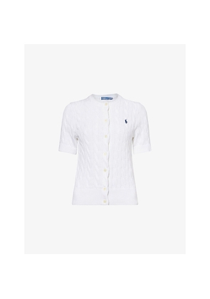 Womens Polo Ralph Lauren Cable-Knit Short-Sleeves Cotton Cardigan