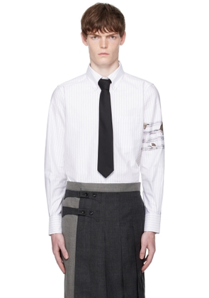 Thom Browne White Geese 4-Bar Pinstripe Oxford Shirt