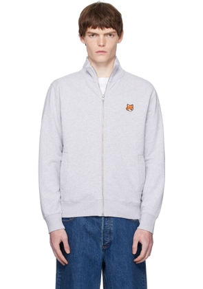 Maison Kitsuné Gray Fox Head Patch Fullzip Regular Sweatshirt