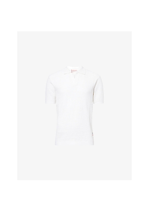 Mens Orlebar Brown Roddy Open Mesh-Stitch Woven Polo Shirt