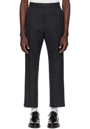 Thom Browne Navy Pinstripe High Twist Wool Backstrap Trousers