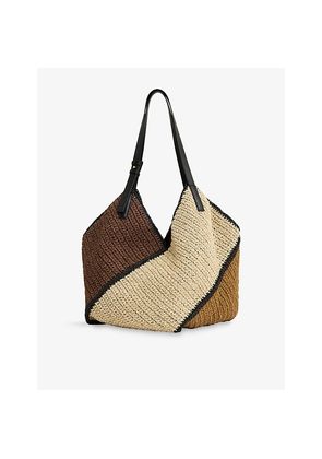 Womens Reiss Farrah Colour-Block Raffia Tote Bag