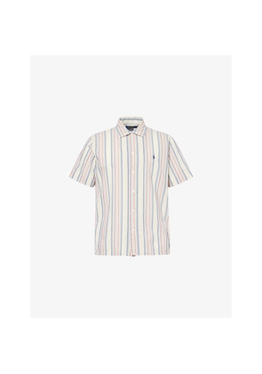 Mens Polo Ralph Lauren Striped Short-Sleeves Cotton-Poplin Shirt