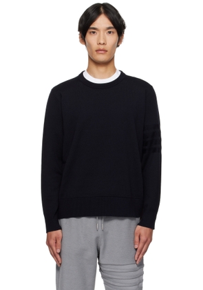 Thom Browne Navy Double Face Crew New 4-Bar Sweater
