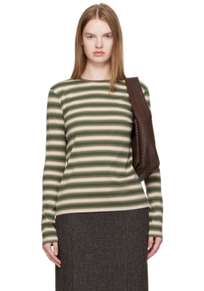 AURALEE Brown & Green Gradient Stripe Jersey L/S T-shirt