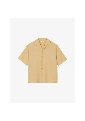 Mens Sandro Short-Sleeved Cotton and Linen Shirt