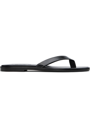 Aeyde Black Melody Leather Toe-Post Flip-Flops