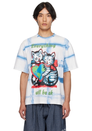 Story mfg. SSENSE Exclusive Blue & White Kitten Courage T-shirt