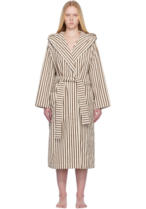 Tekla Off-White & Brown Terry Hooded Bathrobe