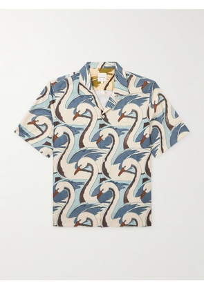 Paul Smith - Camp-Collar Printed Satin Shirt - Men - Blue - S