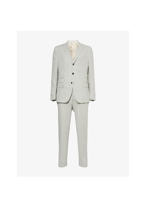 Mens Eleventy Notch-Lapels Tapered-Leg Wool-Blend Suit