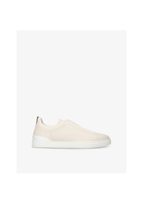 Mens Zegna Triple Stitch Leather Low-Top Trainers