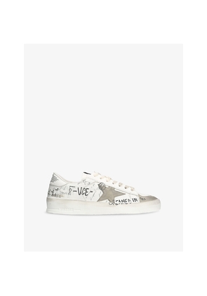 Mens Golden Goose Stardan Graffiti Leather Low-Top Trainers