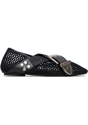 Toga Pulla Black Mesh Ballerina Flats