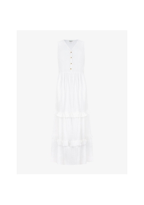 Womens Ro&Zo V-Neck Tiered-Hem Cotton Maxi Dress
