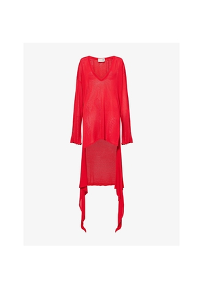 Womens The Attico Asymmetric V-Neck Knitted Mini Dress