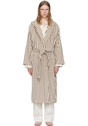 Tekla Off-White & Brown Terry Hooded Bathrobe