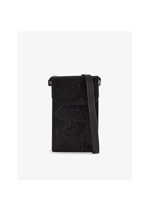 Mens A Bathing Ape Embossed Leather Phone Cross-Body Bag