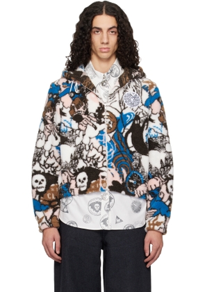 Chopova Lowena White Engine Party Fitted Hooded Fleece Jacket