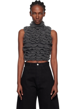 ALAÏA Gray Ruffled Vest