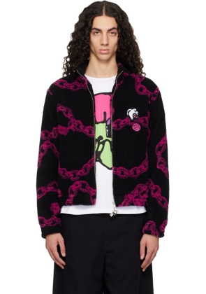 Chopova Lowena Black & Purple Charm Party Fitted Fleece Jacket