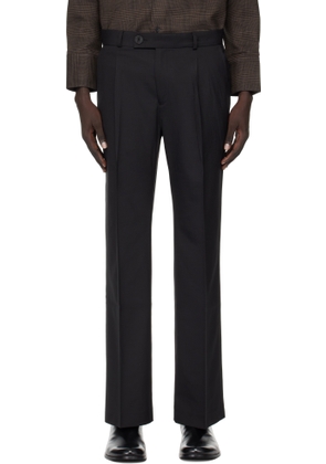 Ernest W. Baker Black Pleated Straight Fit Trousers