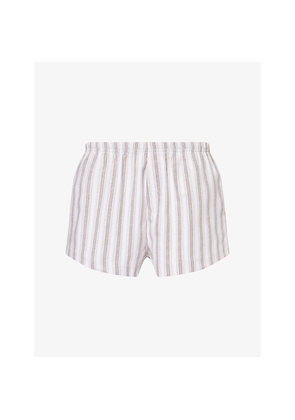 Womens The Couture Club Stripe-Print Double-Waistband Cotton-Blend Shorts