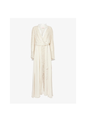 Womens Valentino Garavani Embroidered Long-Sleeve Silk Gown