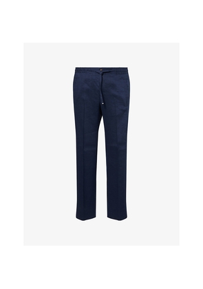 Mens Corneliani Straight-Leg Drawstring Linen-Blend Trousers