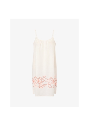 Womens Hanro Floral-Embroidered Spaghetti-Strap Cotton Nightdress