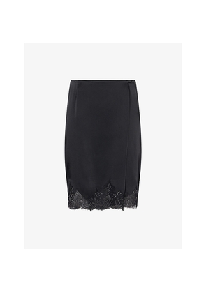 Womens Stella Mccartney Iconic Lace-Trim Satin Knee-Length Skirt