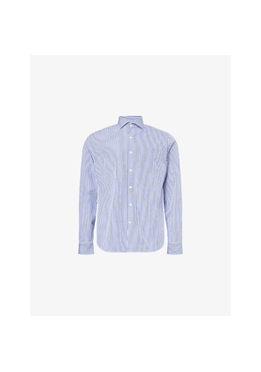 Mens Oscar Jacobson Regular-Fit Striped Cotton-Poplin Shirt