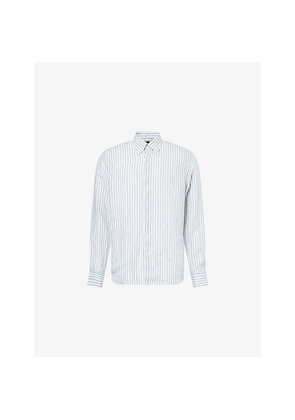 Mens Oscar Jacobson Regular-Fit Striped Linen Shirt