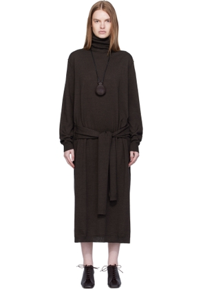 LEMAIRE Brown Trompe L'oeil Midi Dress