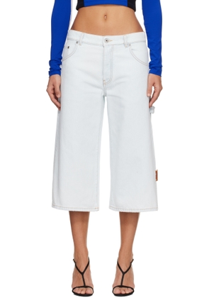 Off-White Blue Wide Crop Denim Shorts